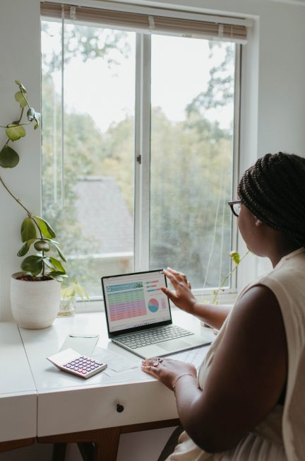 woman using laptop